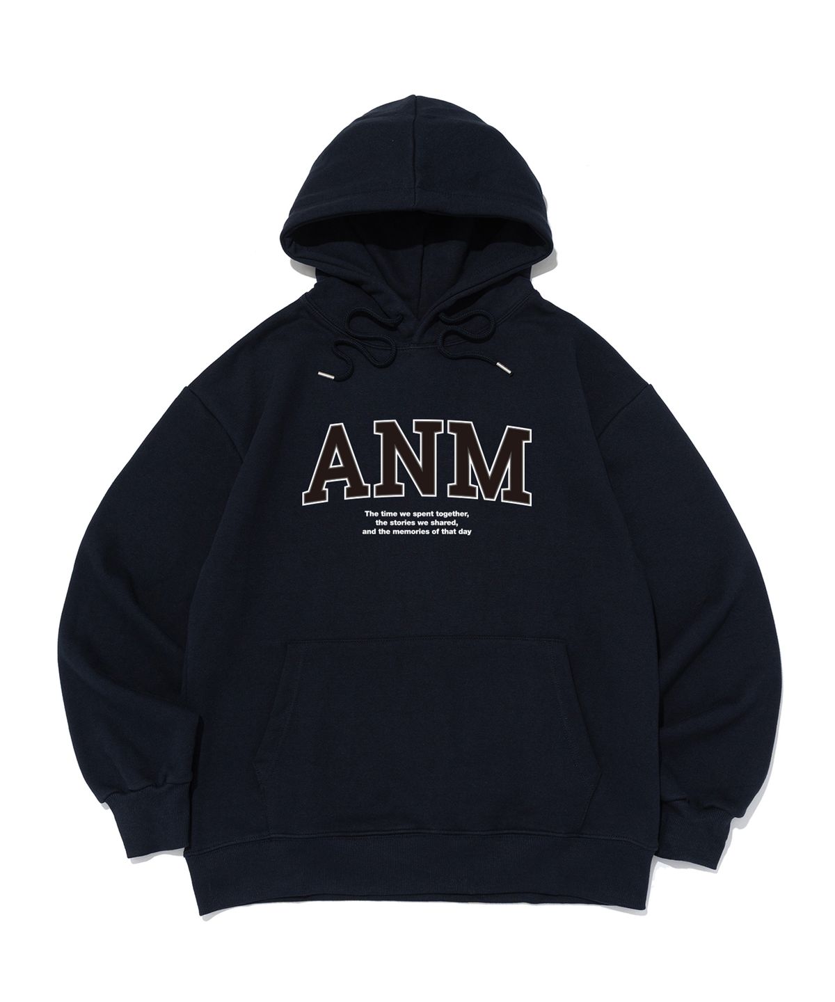 아날로그무드(ANALOG MOOD) [논기모or기모] ANM 로고 후드티셔츠 (네이비)