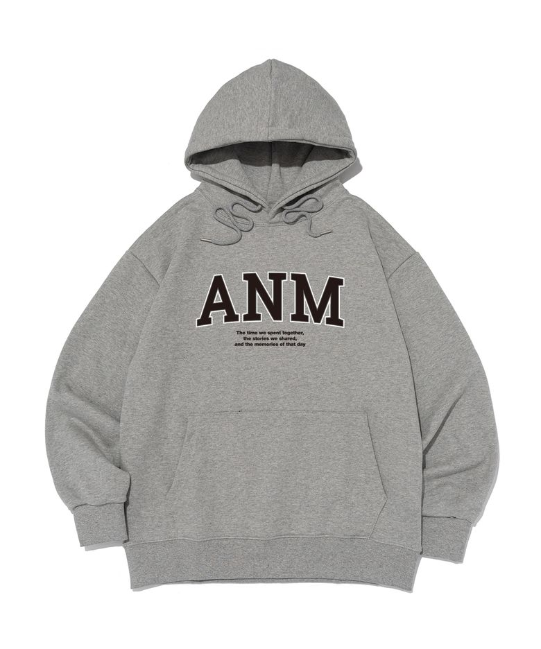 [논기모or기모] ANM 로고 후드티셔츠 (그레이)