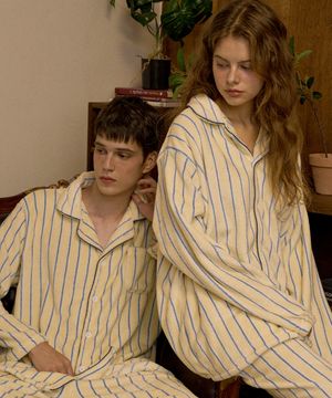 플러피 크리미 긴팔 커플 수면 잠옷 세트 바닐라