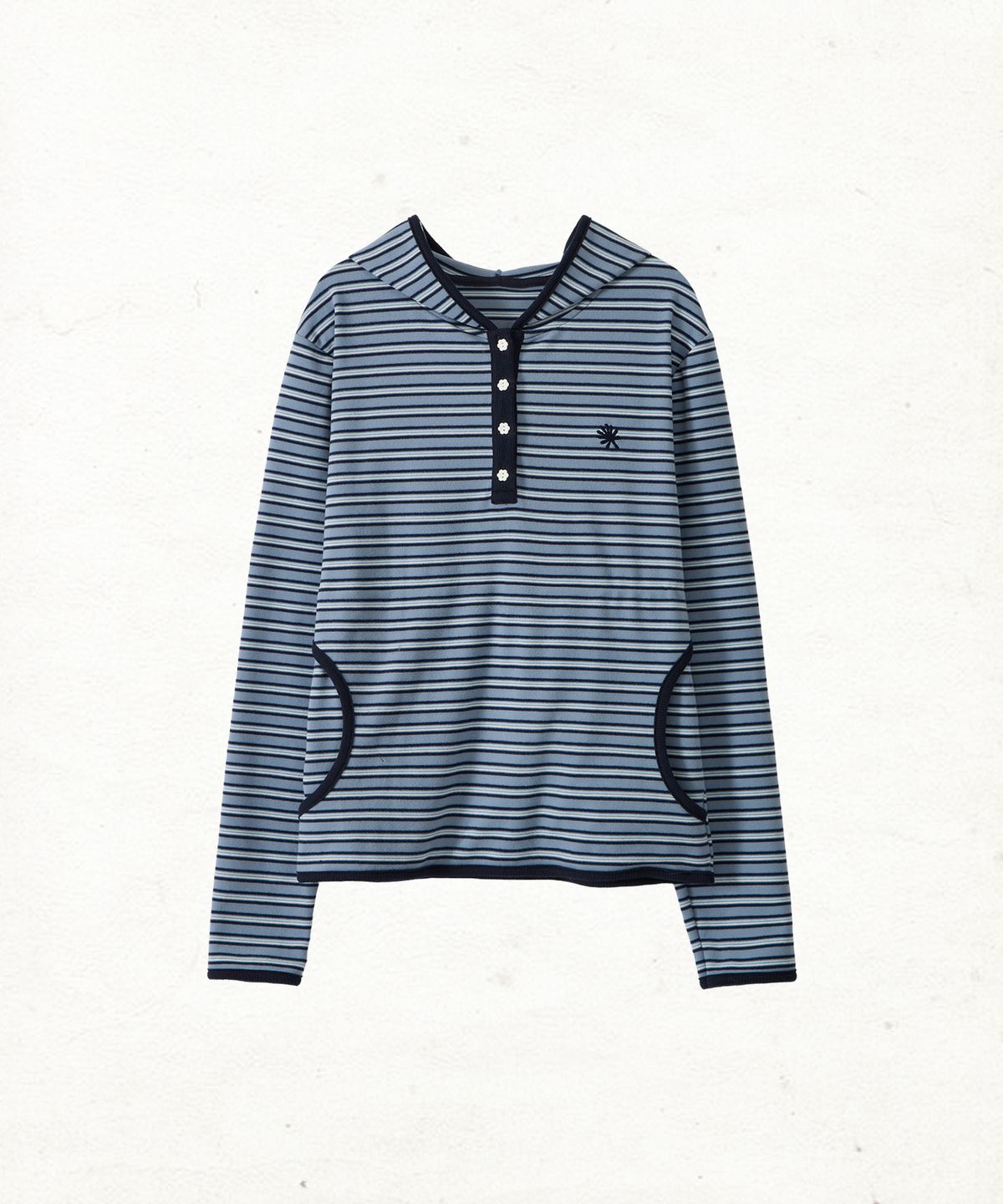 단델(DANDEL) DD stripe trim hooded long sleeve (SKY BLUE)