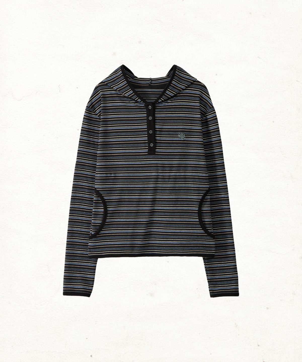 단델(DANDEL) DD stripe trim hooded long sleeve (BLACK)