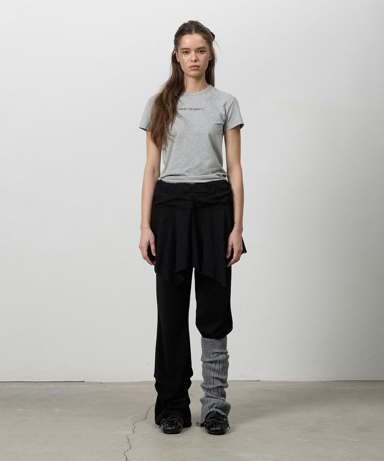 PIN-TUCK BOOTCUT SKRIT PANTS BLACK