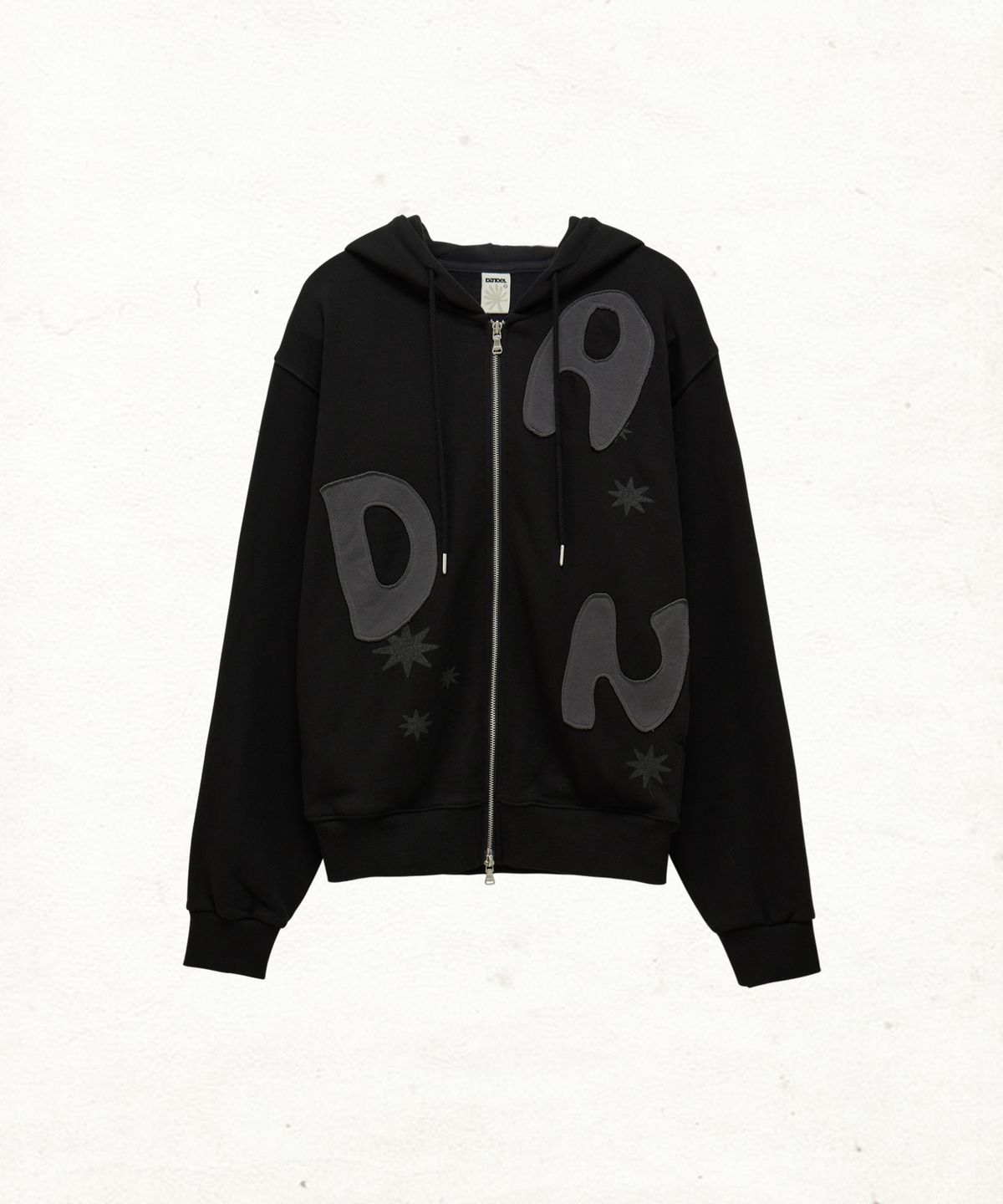 단델(DANDEL) DD type applique hoodie zip-up (BLACK)