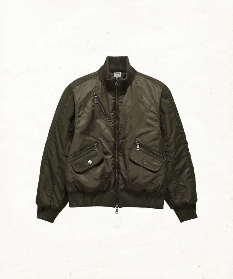 DD cropped studded MA-1 jacket (KHAKI)