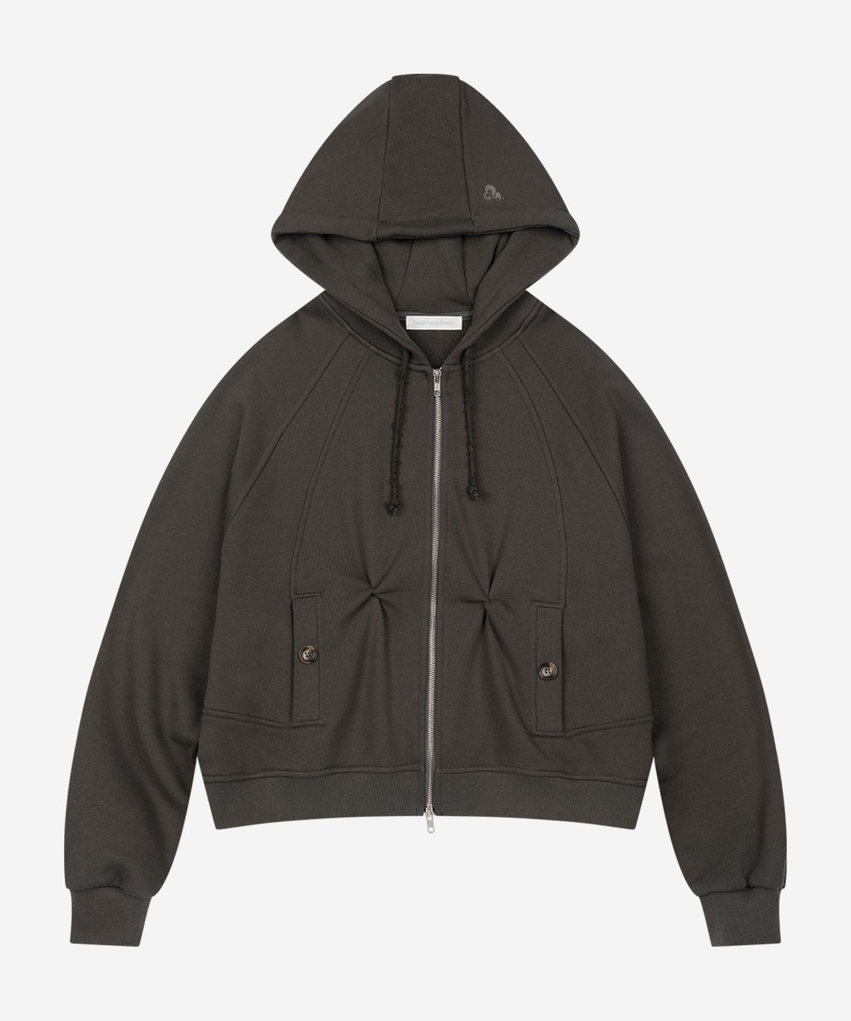 하트익스플로러(HEARTEXPLORER) Twist-pinched hoodie zip-up (charcoal grey)