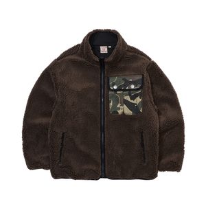 CAMO BLOCK BOA FLEECE JUMPER_KHAKI
