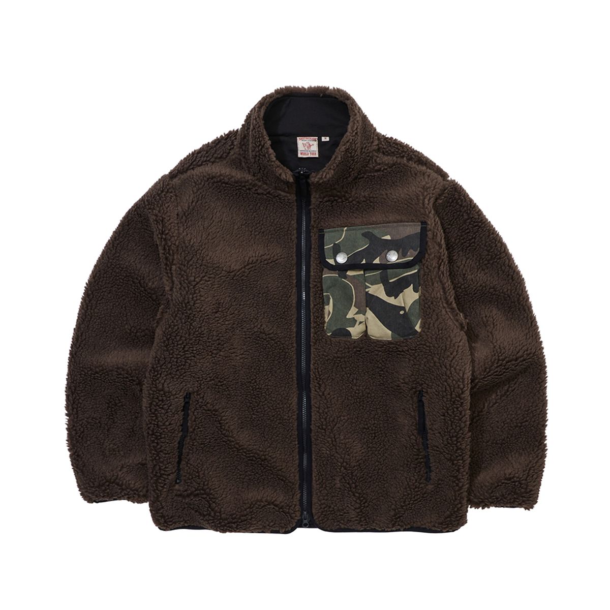 트루릴리젼(TRUERELIGION) CAMO BLOCK BOA FLEECE JUMPER_KHAKI