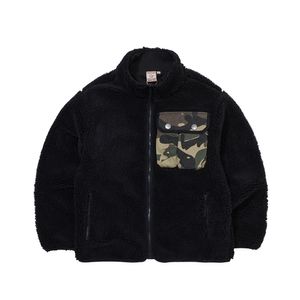 CAMO BLOCK BOA FLEECE JUMPER_BLACK