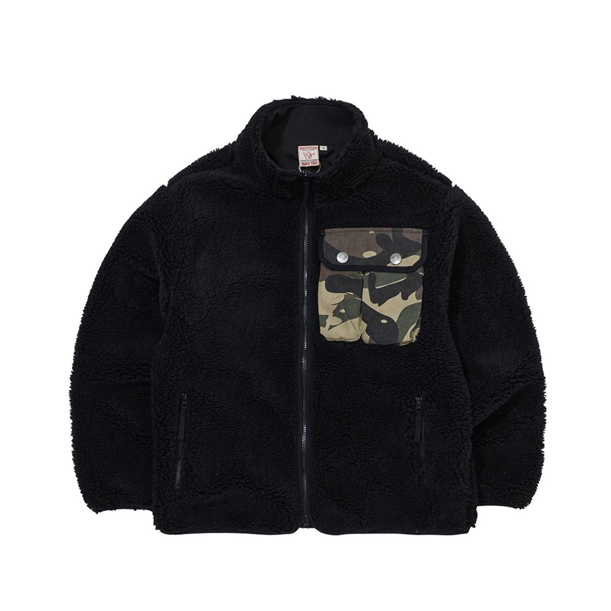 트루릴리젼(TRUERELIGION) CAMO BLOCK BOA FLEECE JUMPER_BLACK
