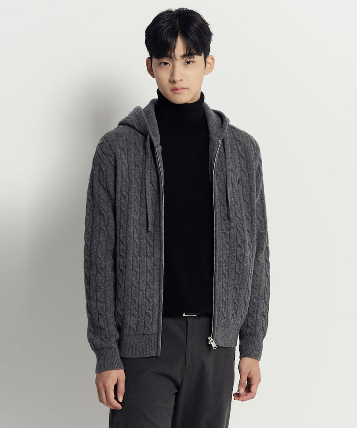 빈폴 멘(BEANPOLE MEN) 케이블 후드 집업 카디건 - 그레이