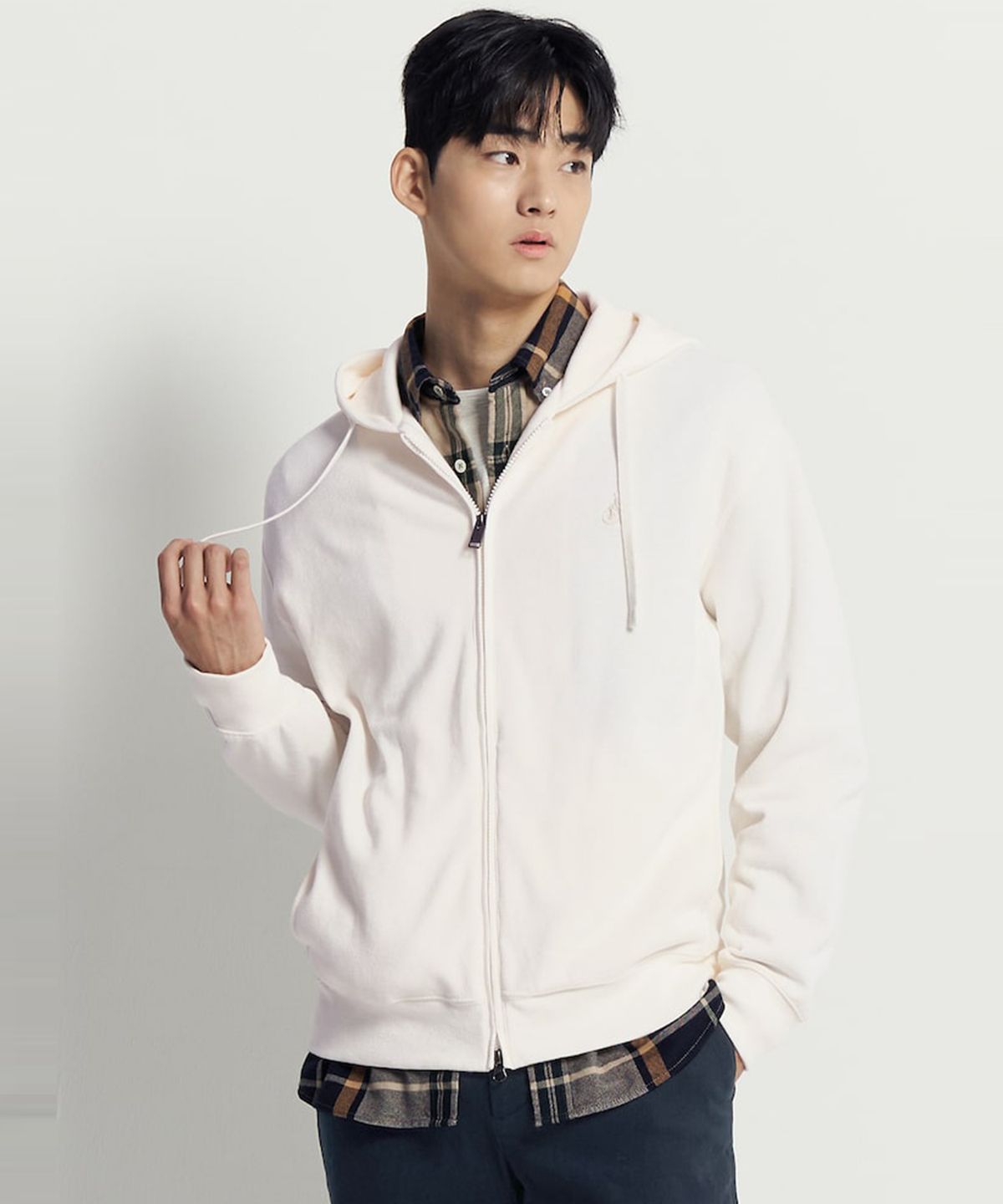 빈폴 멘(BEANPOLE MEN) 캐주얼 소프트 코튼 집업 후디 - 아이보리