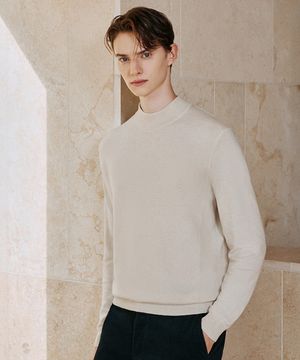 25FW 캐시미어 울 블렌드 모크넥 니트 아이보리