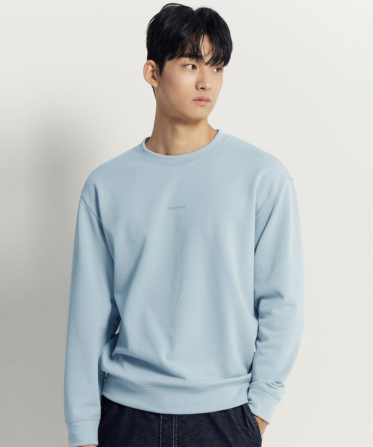 빈폴 멘(BEANPOLE MEN) [BEANPOLE KNAP] 폴리 기모 라운드 스웨트 셔츠 - 스카이 블루