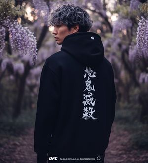 UFC SPORT｜귀멸의 칼날 악귀멸살 릴렉스핏 후드티셔츠 블랙 U2HDW3372BK