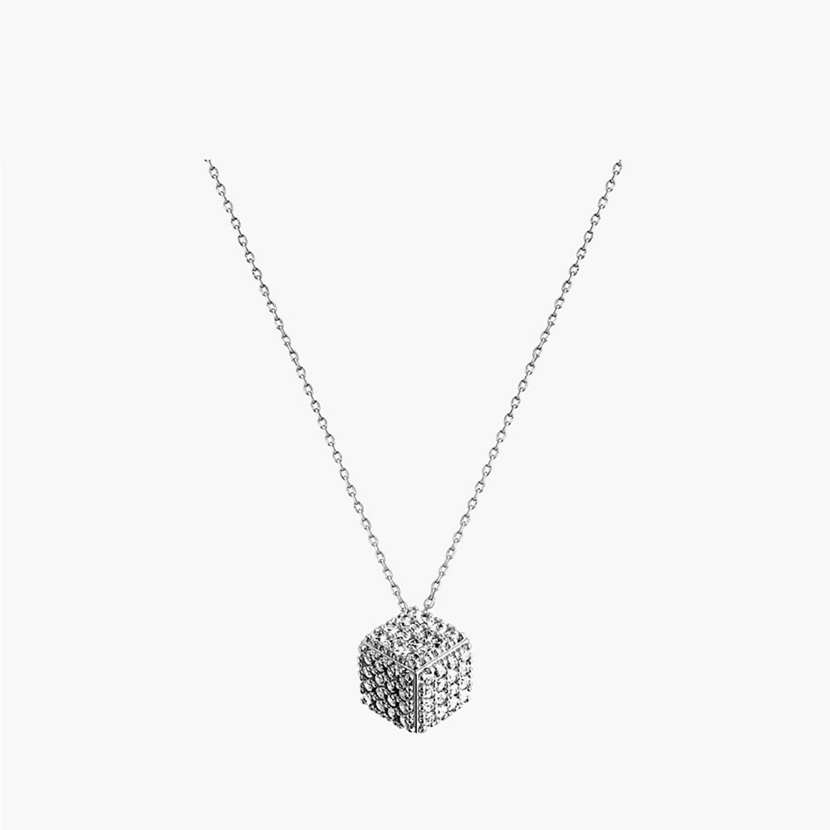 모노그래프(MONOGRAPH) 샤인다이스 목걸이 MGNL0372 Rhodium Plated (화이트골드)