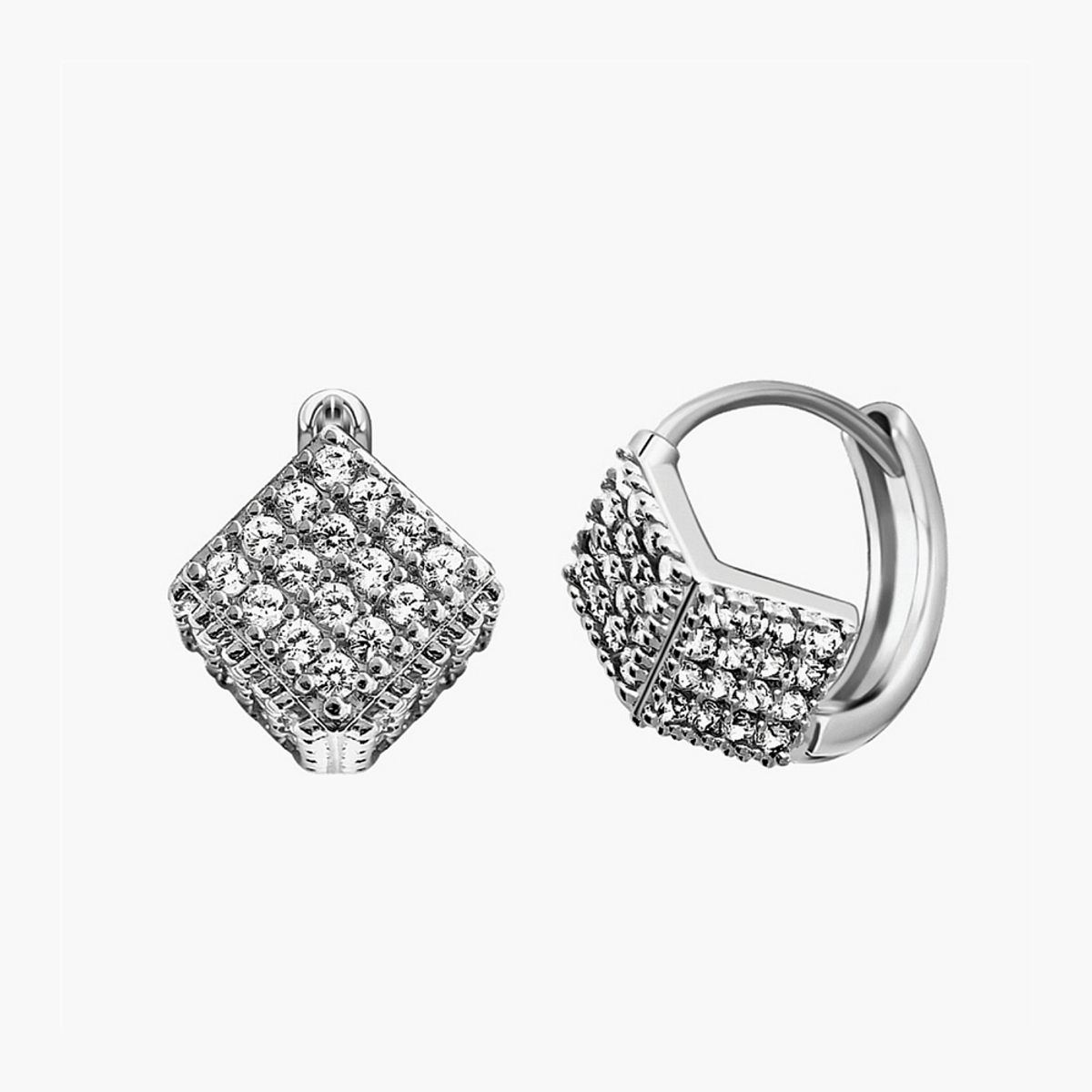 모노그래프(MONOGRAPH) 샤인다이스 귀걸이 MGER0373 Rhodium Plated (화이트골드)