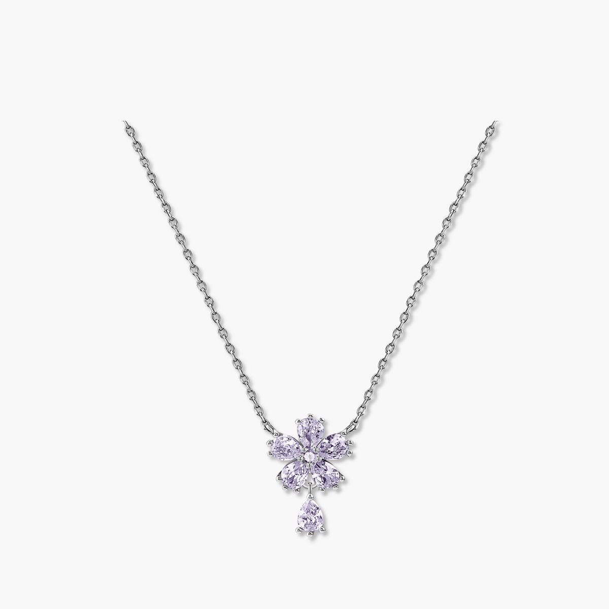 모노그래프(MONOGRAPH) 칼리아 목걸이 MGNL0394 Rhodium Plated (화이트골드+퍼플 큐빅)
