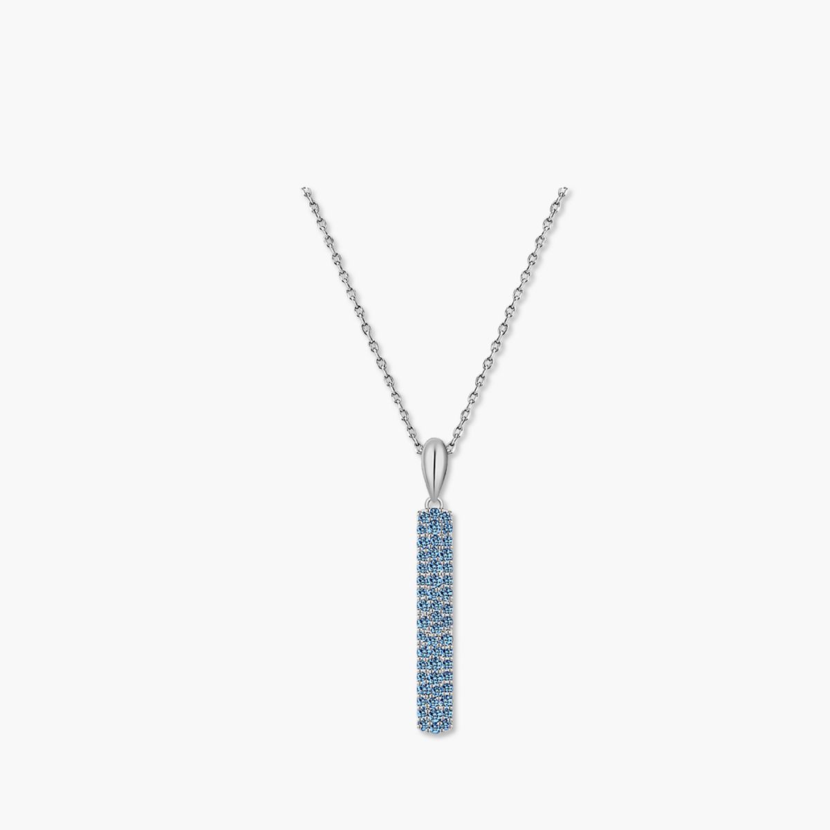 모노그래프(MONOGRAPH) 파이퍼 목걸이 MGNL0400 Rhodium Plated (화이트골드+블루 큐빅)