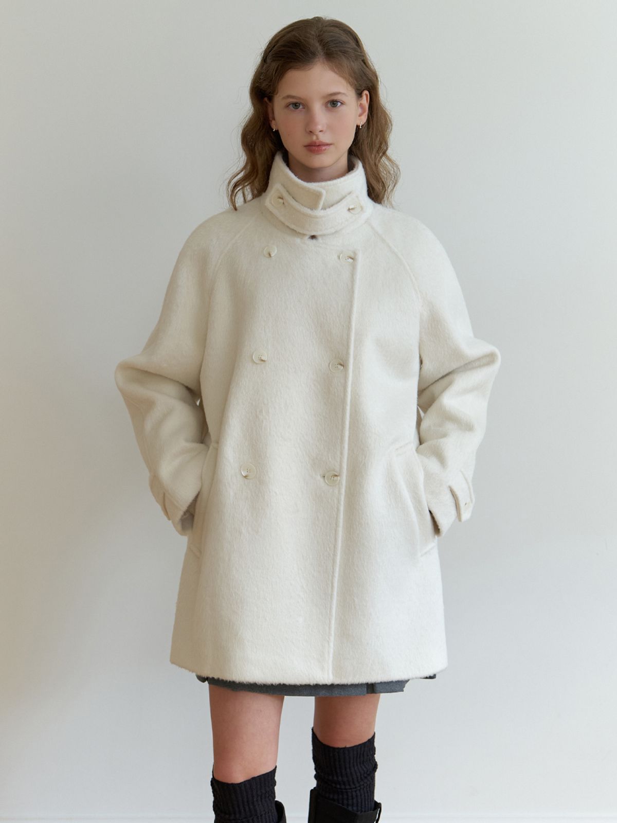 리엘(RE L) Novv wool half coat (ivory)