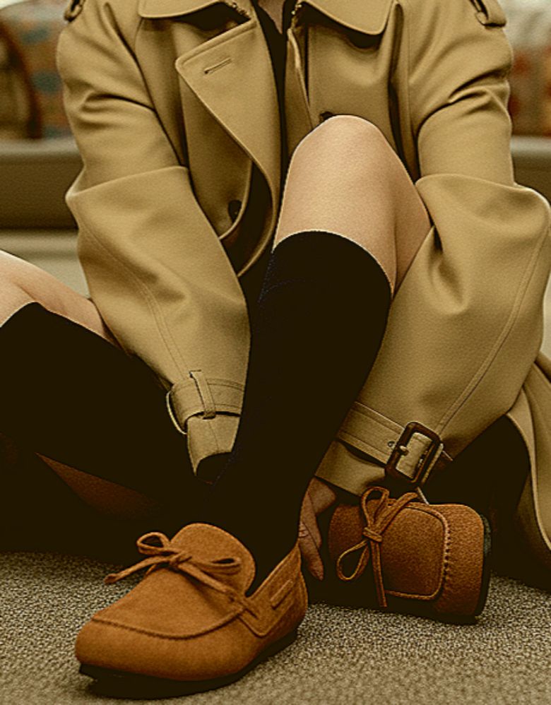 Feuille 라운드 보트 디테일 스웨이드 로퍼 단화 2cm