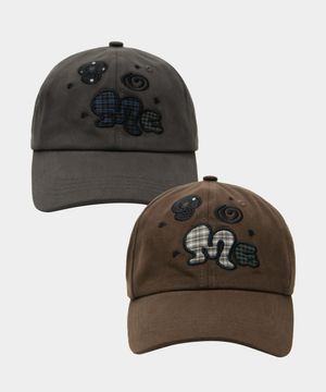 아플리케 배색 빅 로고 썸 자수 소프트 볼캡_2COLOR