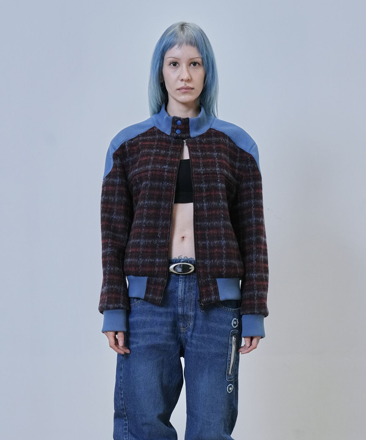 뉴제(NEWGE) Inside Out Check Jumper (WINE)