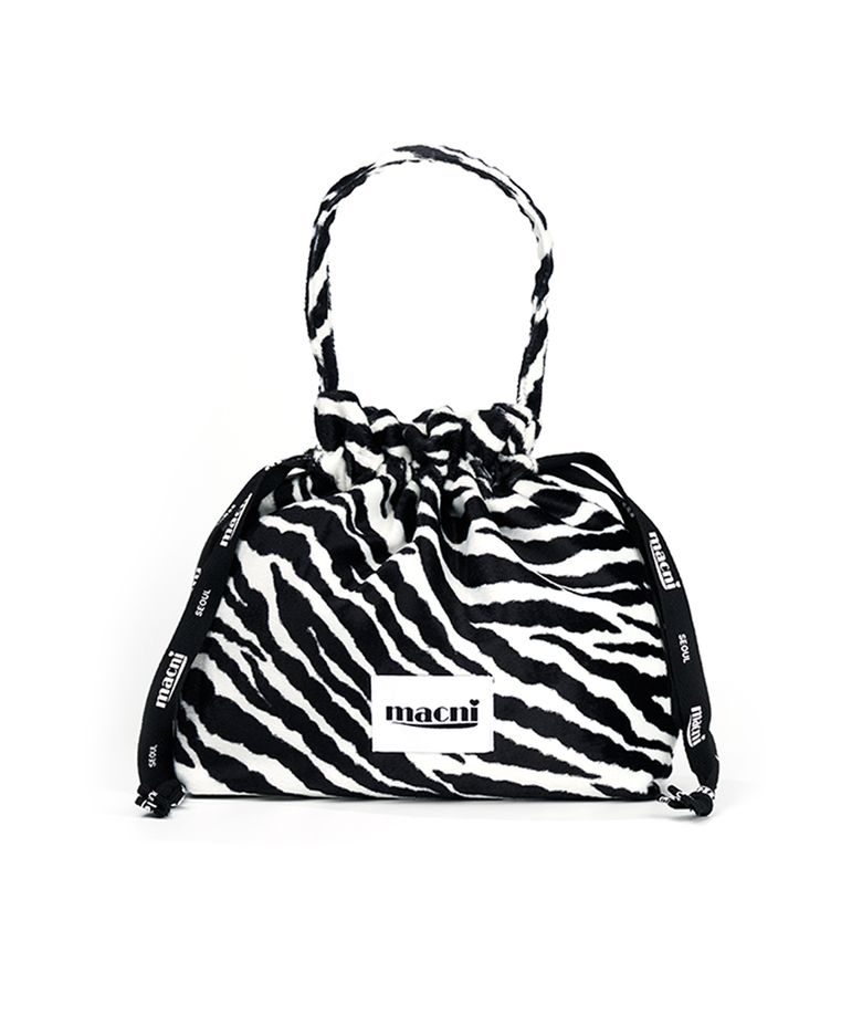 ZEBRA STRING POUCH BAG WHITE