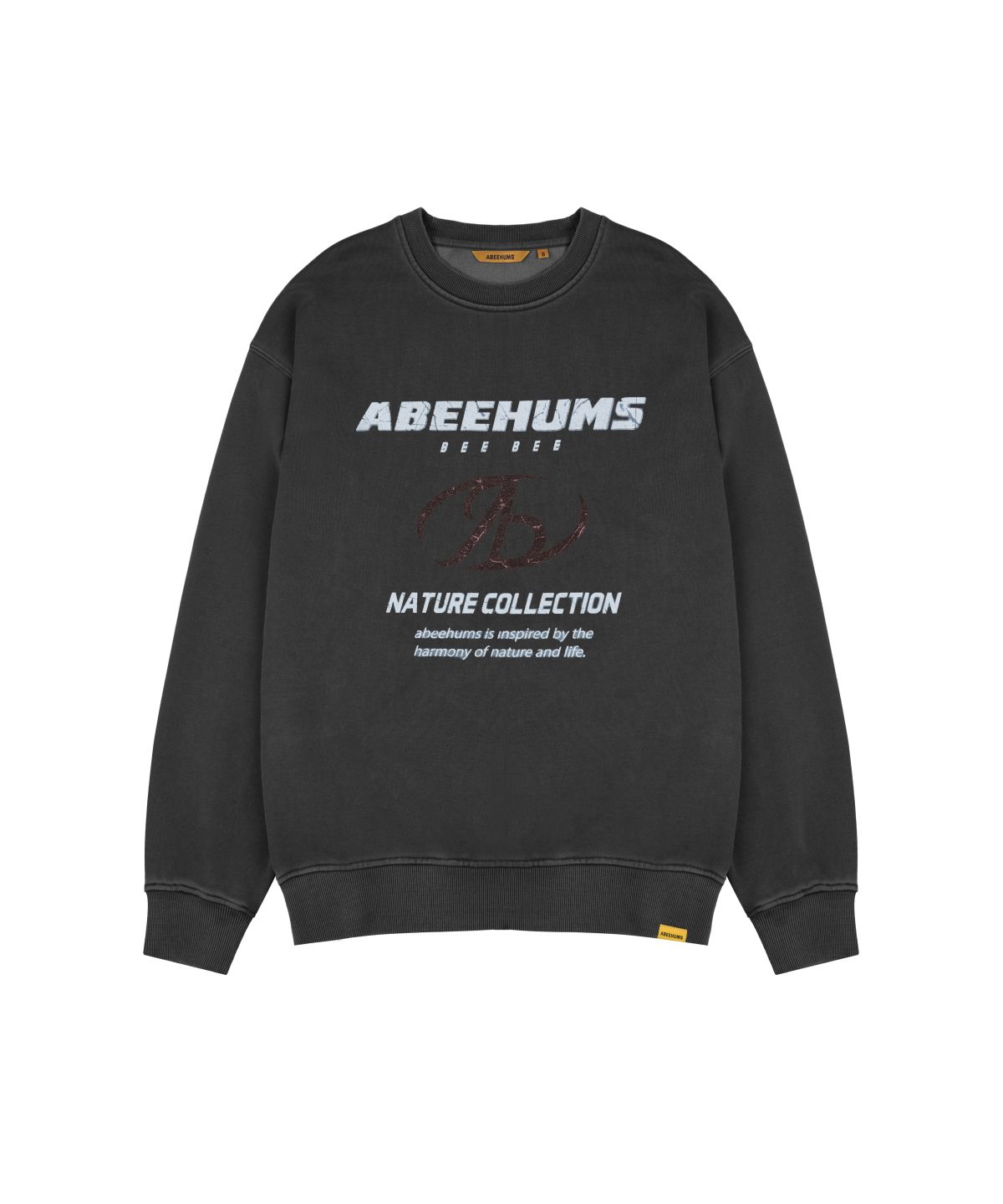 어비험즈(ABEEHUMS) 피그먼트 다잉 심볼 로고 스웨트셔츠 ABH357-118 챠콜