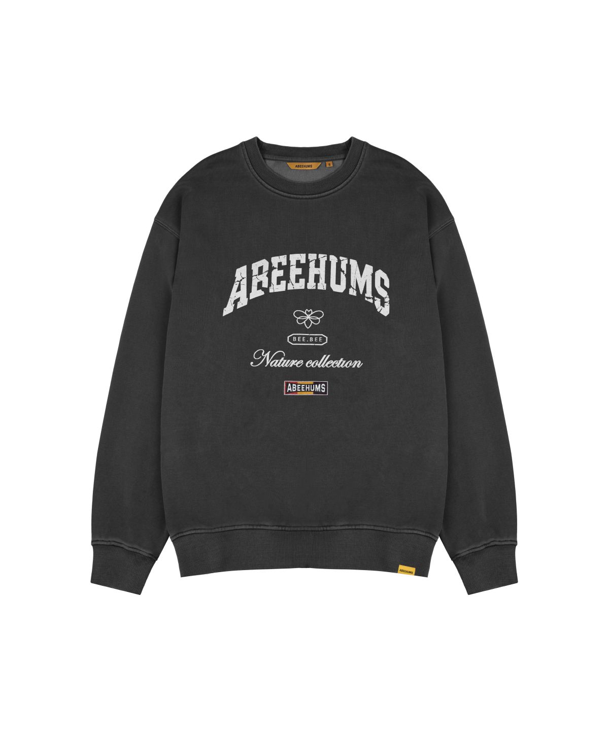 어비험즈(ABEEHUMS) 피그먼트 다잉 빈티지 로고 스웨트셔츠 ABH357-117 챠콜