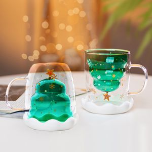 크리스마스 트리 이중내열 유리 컵 (1P/2P)