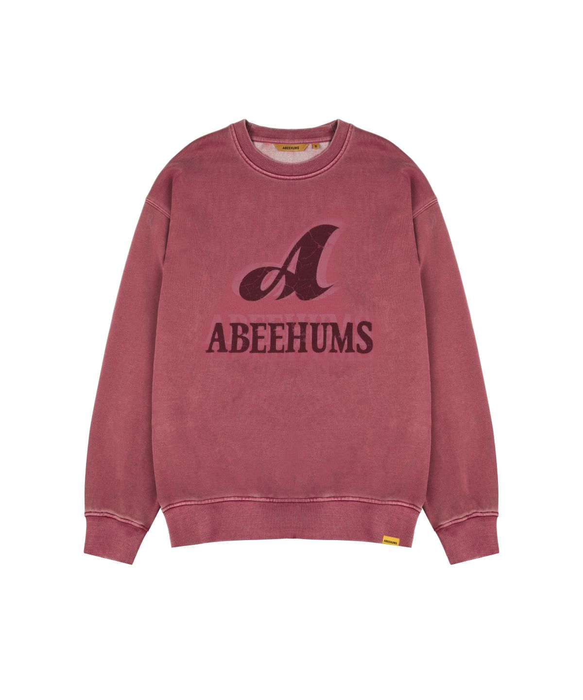 어비험즈(ABEEHUMS) 피그먼트 다잉 쉐도우 로고 스웨트셔츠 ABH357-119 더스티핑크