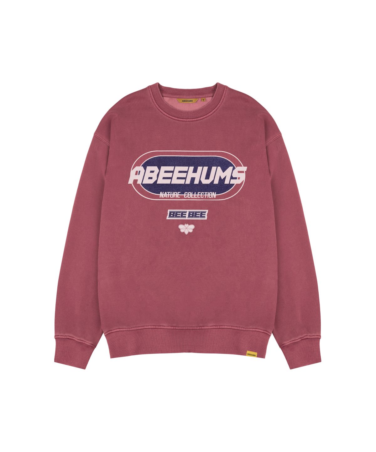 어비험즈(ABEEHUMS) 피그먼트 다잉 트랙 로고 스웨트셔츠 ABH357-120 더스티핑크