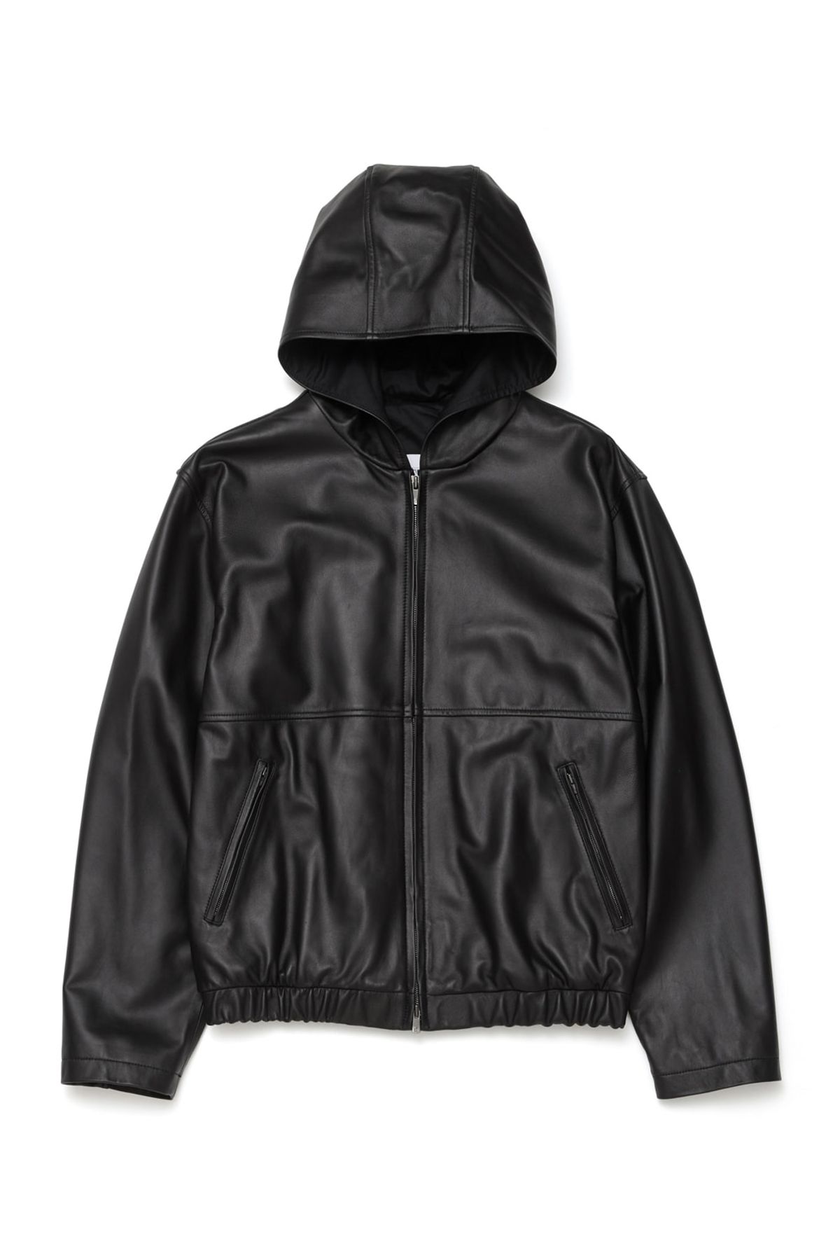 해칭룸(HATCHINGROOM) Leather Hoodie Lamb Nappa Black
