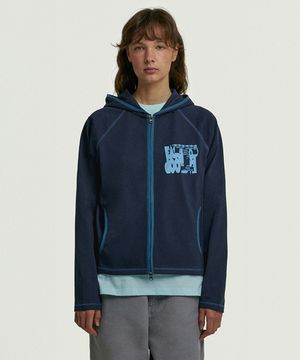 Ease Loop Binding Zip-Up Hoodie Navy