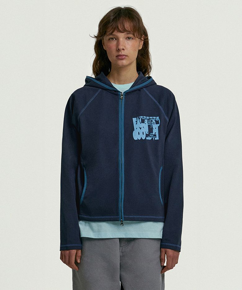 Ease Loop Binding Zip-Up Hoodie Navy