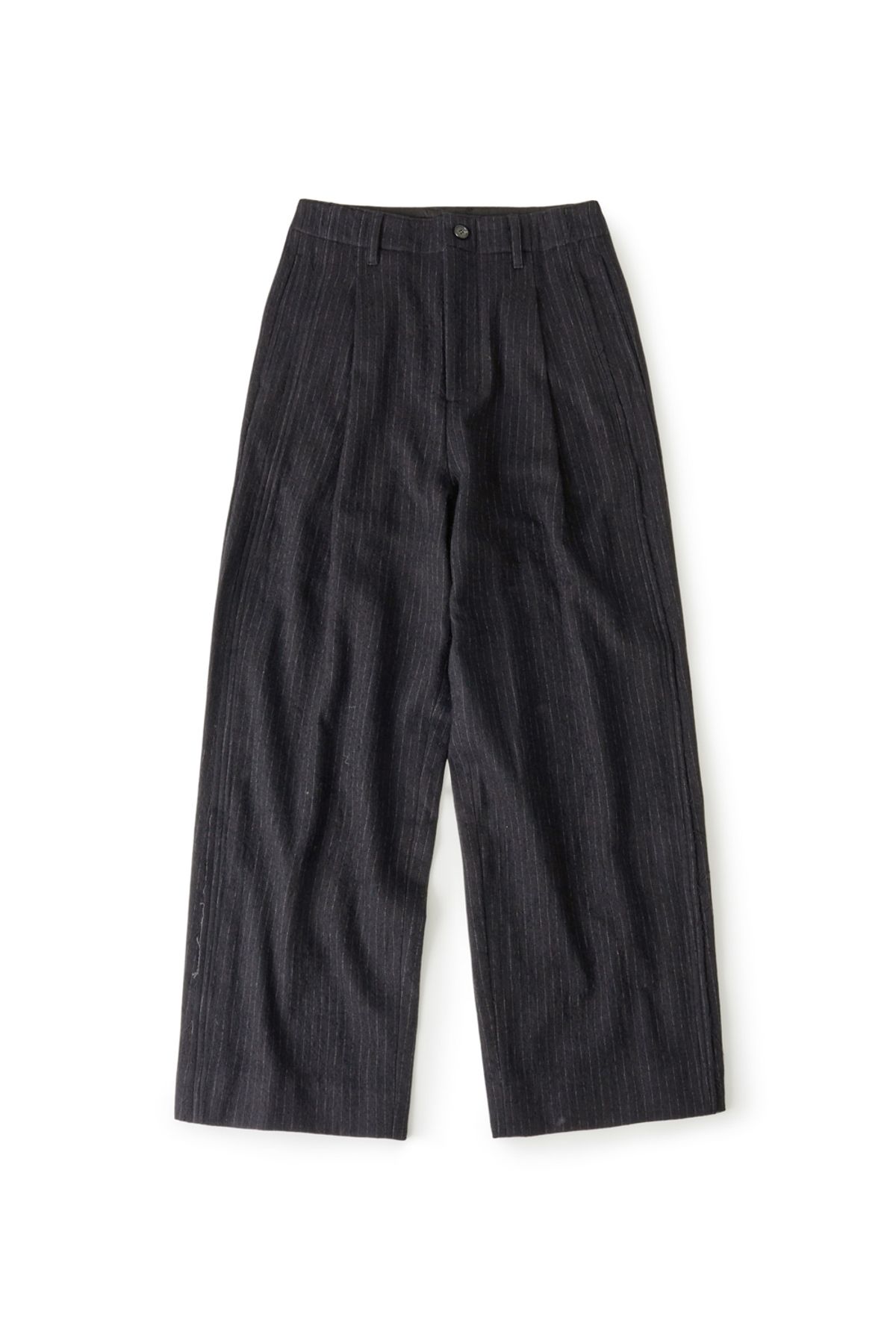 해칭룸(HATCHINGROOM) Hairy Deep Pleats Trousers Stripe Black