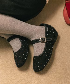 벨린 스퀘어 도트 메리제인 5CM [스웨이드]