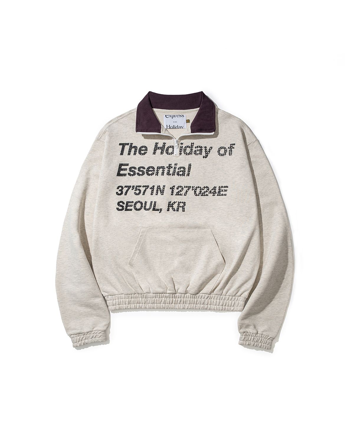 익스프레스홀리데이(EXPRESSHOLIDAY) 홀리데이 에센셜 하프집업_멜란지 화이트