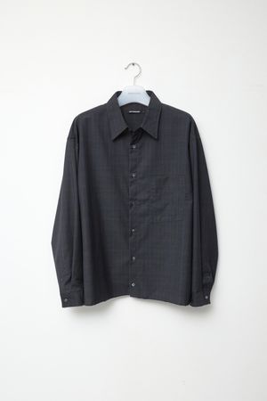 Crop Shirt Wool Check Grey
