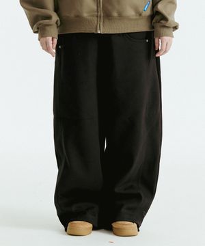 더블링 와이드 스웨트 팬츠 (블랙)