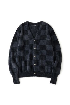 Hairy Cardigan Checkerboard Black/Charcoal
