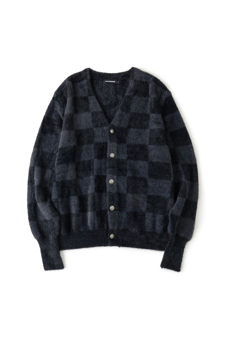 Hairy Cardigan Checkerboard Black/Charcoal