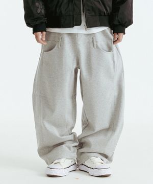 더블링 와이드 스웨트 팬츠 (그레이)