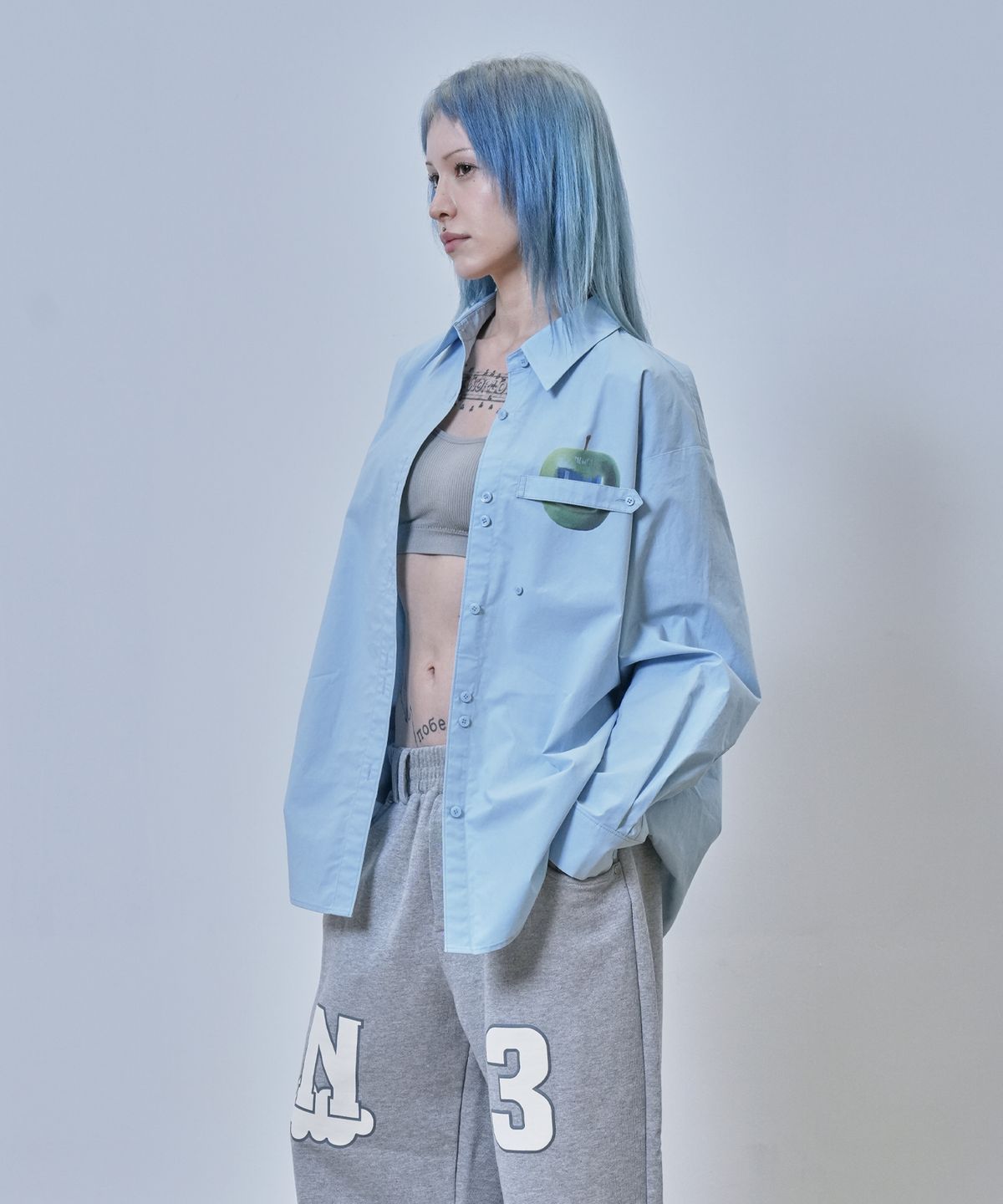 뉴제(NEWGE) Veiled Sky Shirts (SKY BLUE)