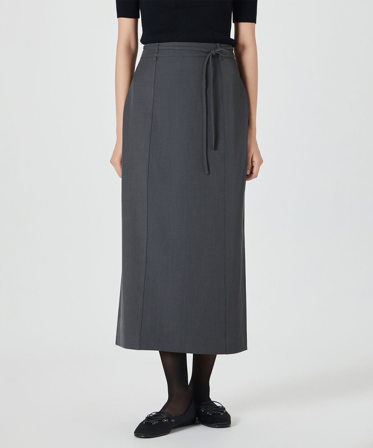 미쏘(MIXXO) 벨티드 H라인 맥시 스커트_MIWWHFT14B