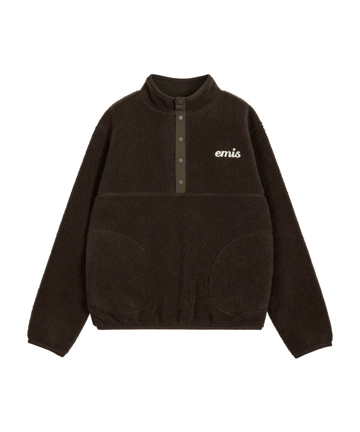 이미스(EMIS) OVERSIZED HALF NECK FLEECE TOP-BROWN