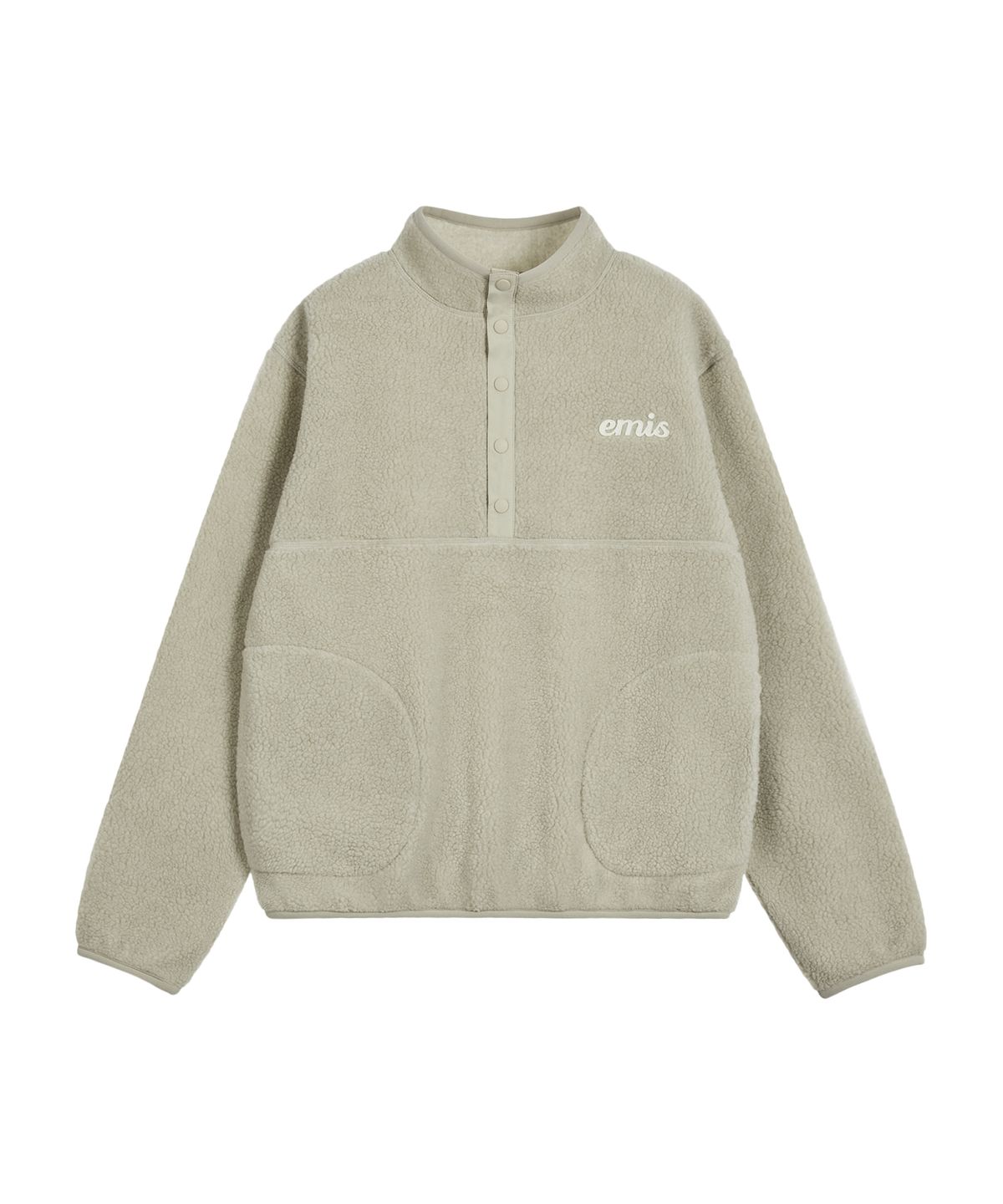 이미스(EMIS) OVERSIZED HALF NECK FLEECE TOP-BEIGE