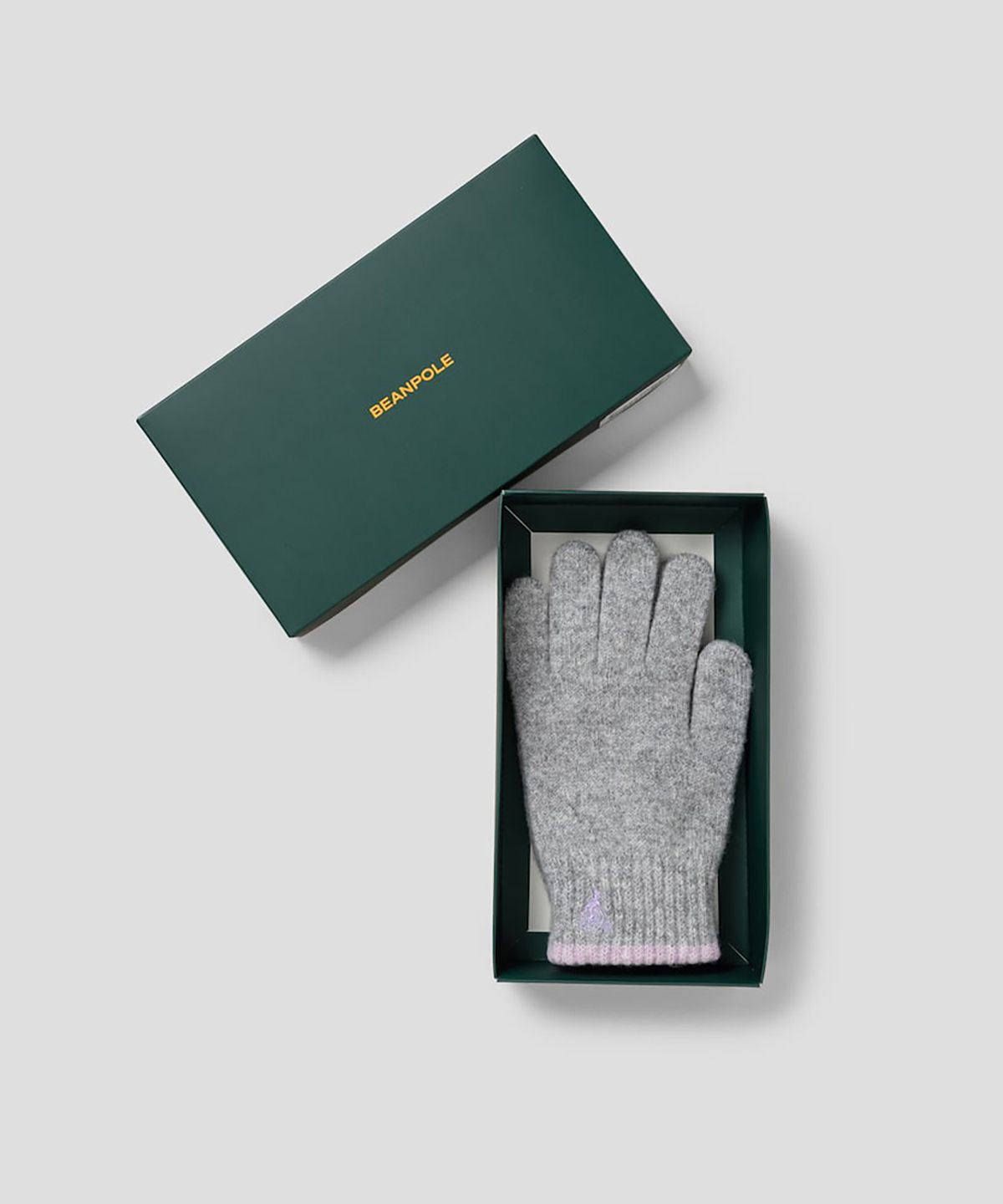 빈폴 액세서리(BEANPOLE ACCESSORY) 울혼방 배색 컬러자수 니트 장갑  라이트 그레이