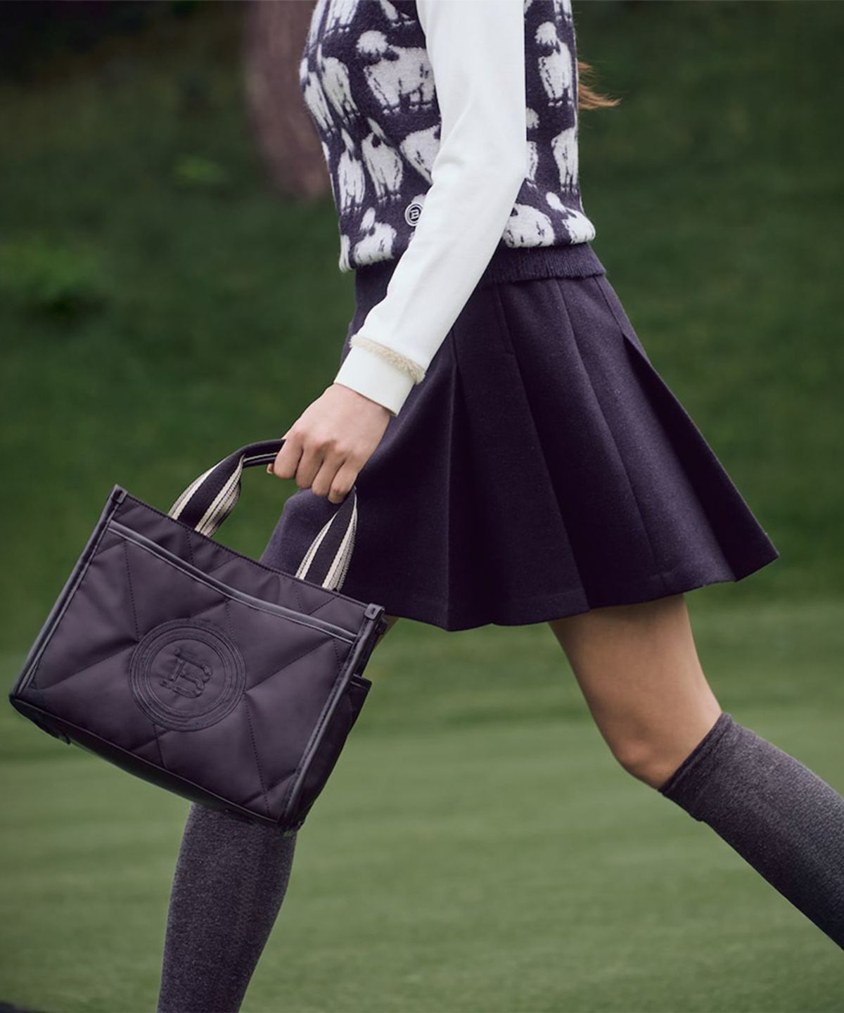 빈폴 액세서리(BEANPOLE ACCESSORY) 여성 스퀘어 퀼팅백  블랙