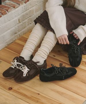 [소가죽] 더블 스트랩 스웨이드 스니커즈 EBAL157508